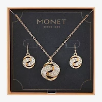 Monet Jewelry Pendant Necklace And Drop Earring Womens Glass Knot 2-pc. Jewelry Set
