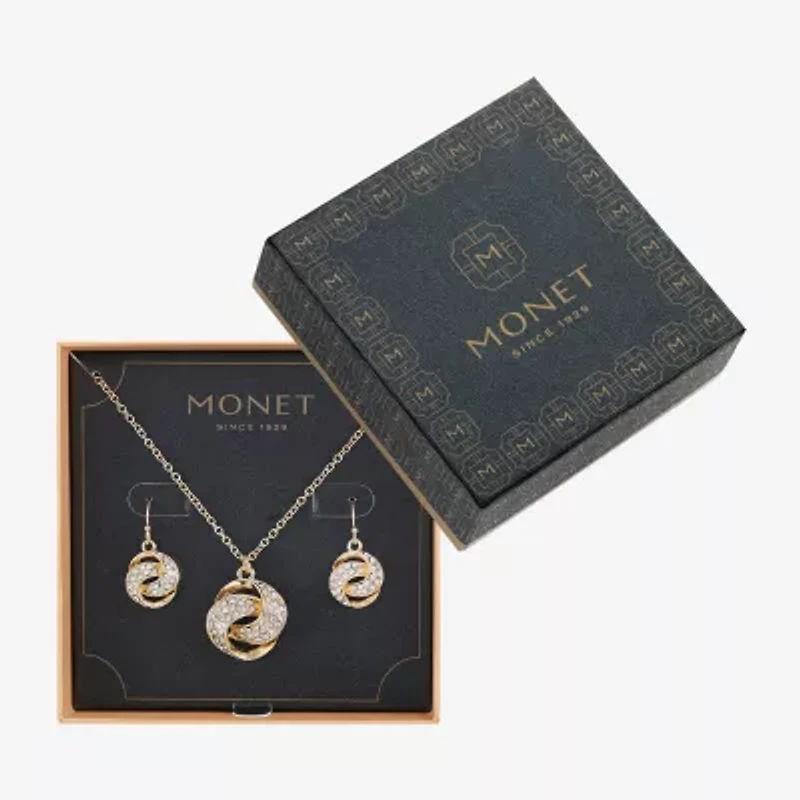 Monet Jewelry Pendant Necklace And Drop Earring Womens Glass Knot 2-pc. Jewelry Set