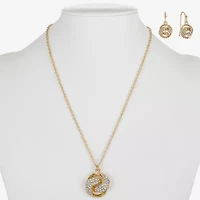 Monet Jewelry Pendant Necklace And Drop Earring Womens Glass Knot 2-pc. Jewelry Set