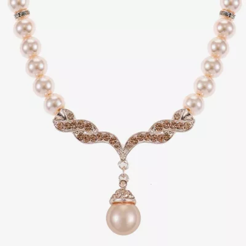 Monet Jewelry Collar Necklace And Drop Earring Womens Glass Simulated Pearl 2-pc. Jewelry Set