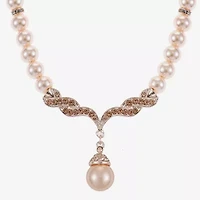 Monet Jewelry Collar Necklace And Drop Earring Womens Glass Simulated Pearl 2-pc. Jewelry Set