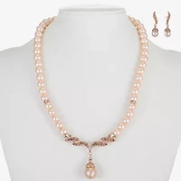 Monet Jewelry Collar Necklace And Drop Earring Womens Glass Simulated Pearl 2-pc. Jewelry Set
