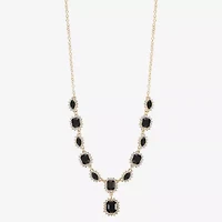 Monet Jewelry Gold Tone Womens Black Glass 17 Inch Y Necklace
