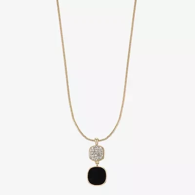 Monet Jewelry Gold Tone Womens Glass Cushion 18 Inch Pendant Necklace