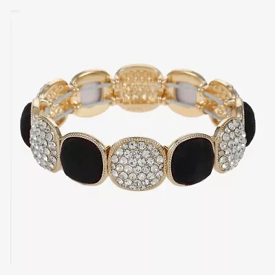 Monet Jewelry Gold Tone Womens Glass Cushion Stretch Bracelet