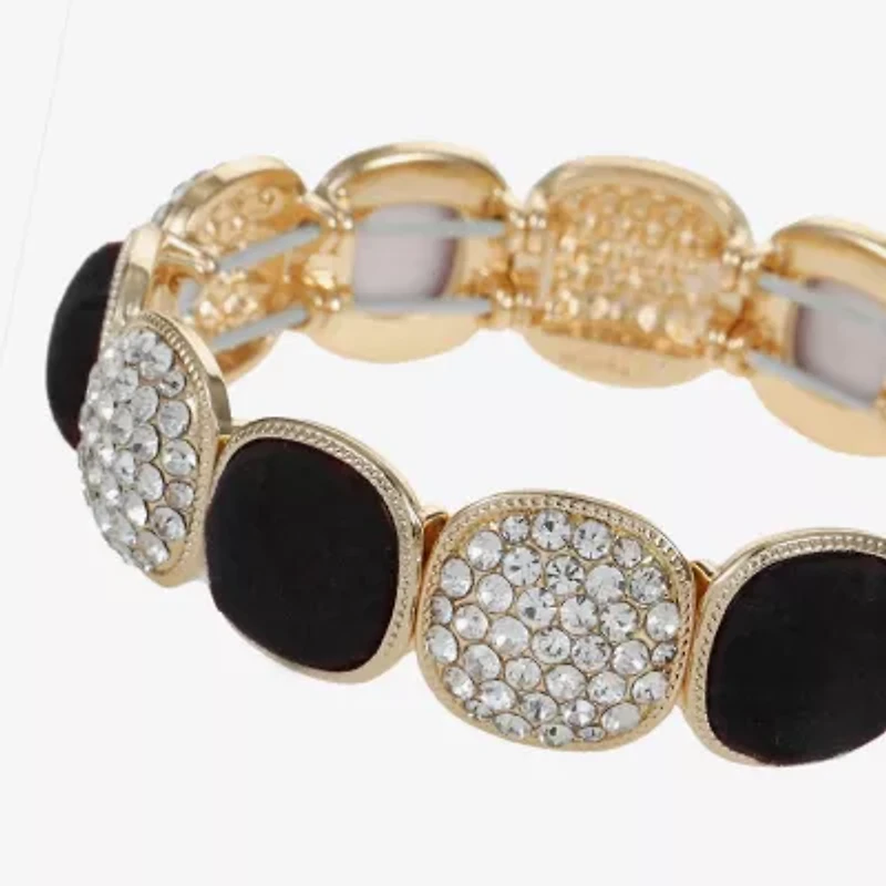 Monet Jewelry Gold Tone Womens Glass Cushion Stretch Bracelet