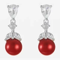 Monet Jewelry Timeless Silver Tone Womens Glass Simulated Pearl Round Hypoallergenic Drop Earrings