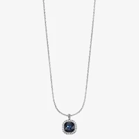 Monet Jewelry Womens Blue Glass Cushion 17 Inch Pendant Necklace