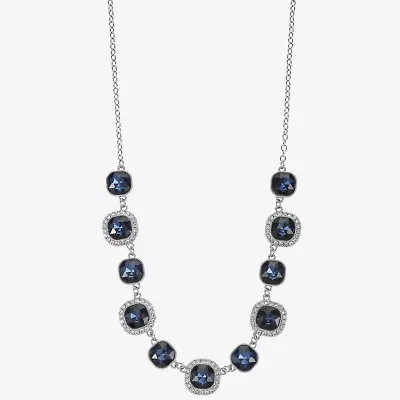 Monet Jewelry Womens Blue 17 Inch Collar Necklace