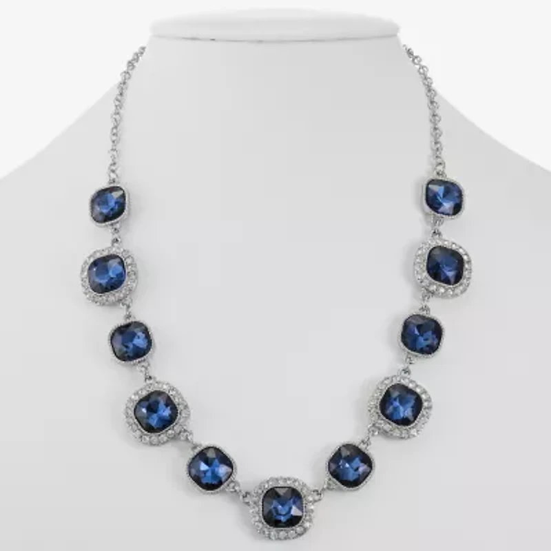 Monet Jewelry Womens Blue 17 Inch Collar Necklace