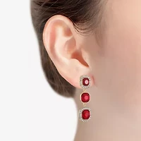 Monet Jewelry Linear Womens Blue Glass Cushion Hypoallergenic Drop Earrings