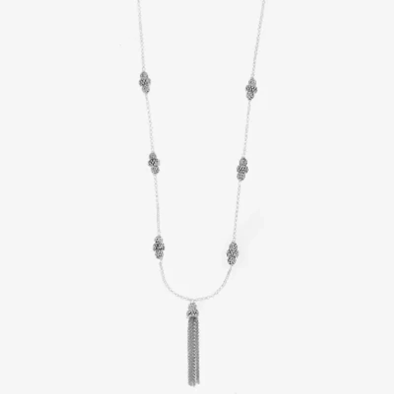 Monet Jewelry Tassel Womens Red Glass 34 Inch Strand Necklace