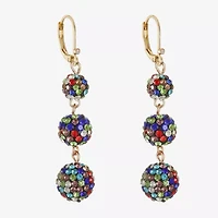 Monet Jewelry Gold Tone Linear Womens Red Glass Round Drop Earrings