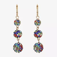 Monet Jewelry Gold Tone Linear Womens Red Glass Round Drop Earrings