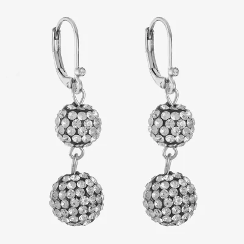 Monet Jewelry Silver Tone Double Womens Glass Round Drop Earrings