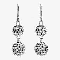 Monet Jewelry Silver Tone Double Womens Glass Round Drop Earrings