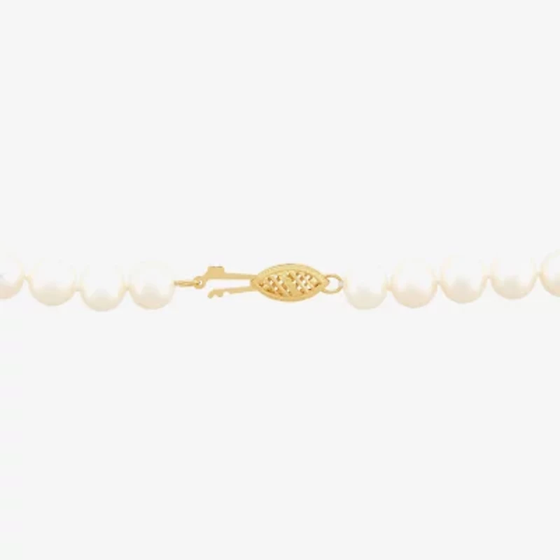 Womens White 10K Gold 18 Inch Strand Necklace