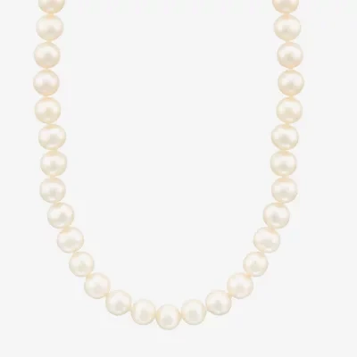 Womens White 10K Gold 18 Inch Strand Necklace