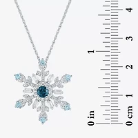 Womens Genuine Blue Topaz Sterling Silver Snowflake Inch Pendant Necklace