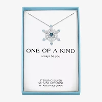 Womens Genuine Blue Topaz Sterling Silver Snowflake 16 Inch Pendant Necklace