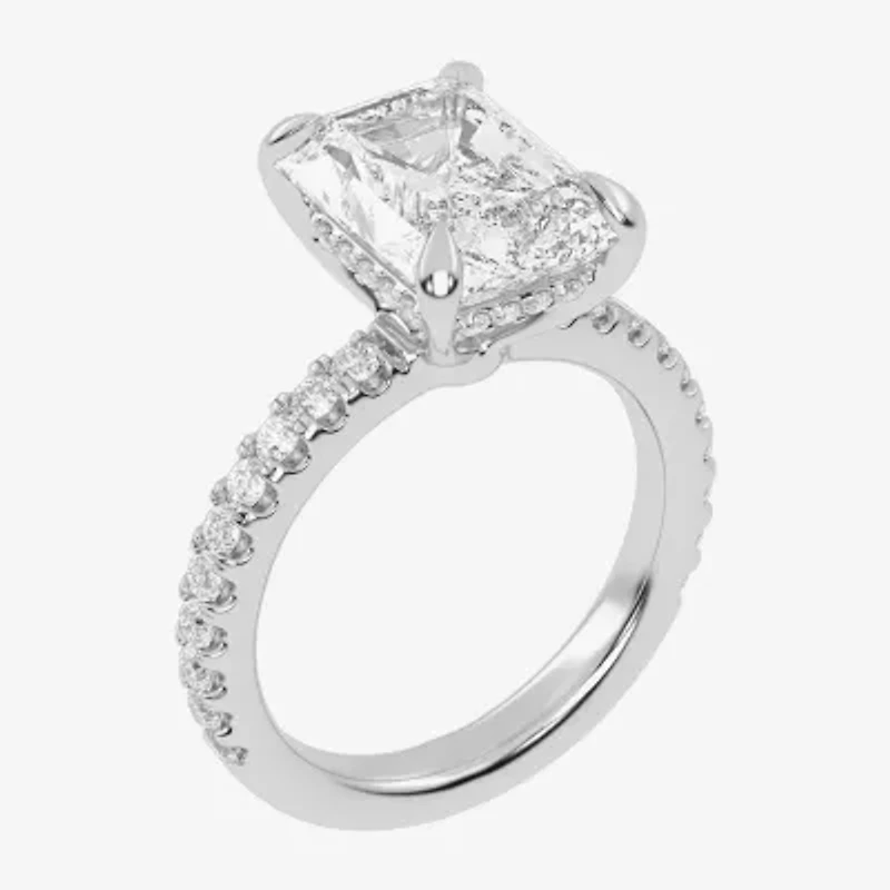 (G-H / Vs2-Si1) Womens 5 1/2 CT. T.W. Lab Grown White Diamond 14K Gold Side Stone Engagement Ring