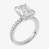 (G-H / Vs2-Si1) Womens 5 1/2 CT. T.W. Lab Grown White Diamond 14K Gold Side Stone Engagement Ring