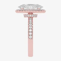 G-H / Vs2-Si1) Womens 3 1/2 CT. T.W Lab Grown White Diamond 14K Gold Side Stone Halo Engagement Ring