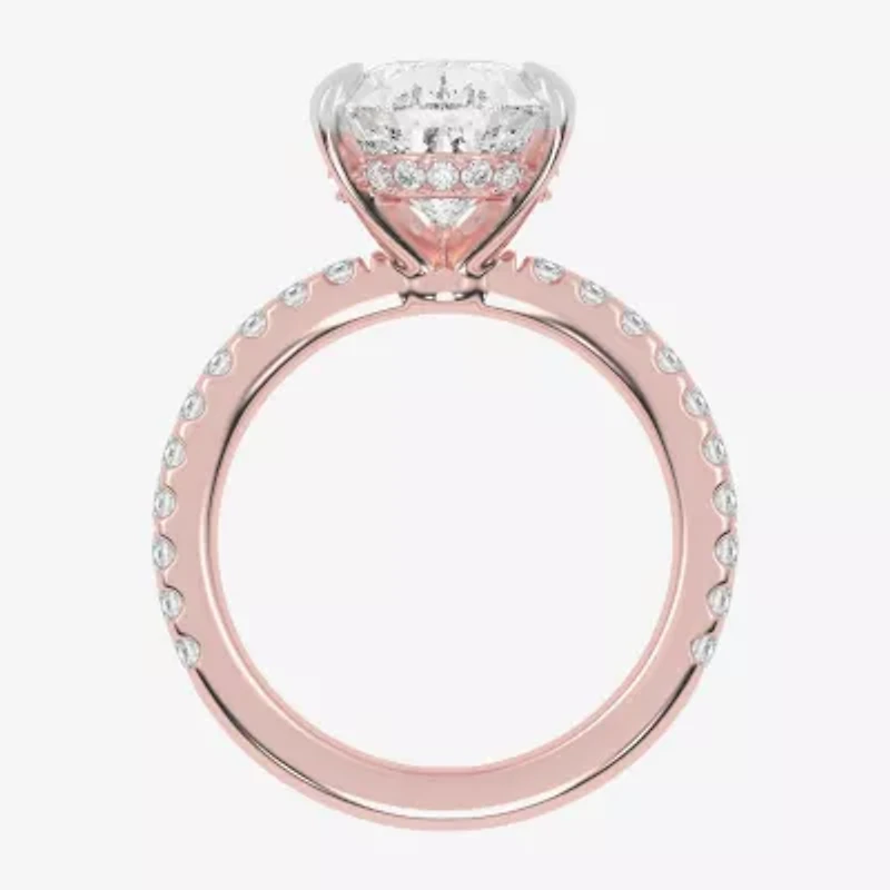 (G-H / Vs2-Si1) Womens 5 1/2 CT. T.W. Lab Grown White Diamond 14K Gold Side Stone Engagement Ring