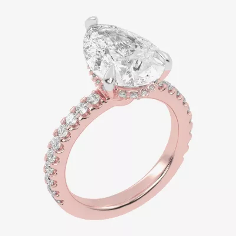(G-H / Vs2-Si1) Womens 5 1/2 CT. T.W. Lab Grown White Diamond 14K Gold Side Stone Engagement Ring