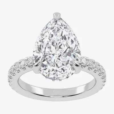 G-H / Vs2-Si1) Womens 1/ CT. T.W. Lab Grown White Diamond 14K Gold Pear Side Stone Engagement Ring