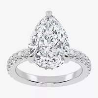 G-H / Vs2-Si1) Womens 1/ CT. T.W. Lab Grown White Diamond 14K Gold Pear Side Stone Engagement Ring