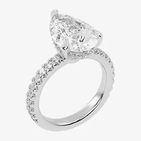 G-H / Vs2-Si1) Womens 1/ CT. T.W. Lab Grown White Diamond 14K Gold Pear Side Stone Engagement Ring