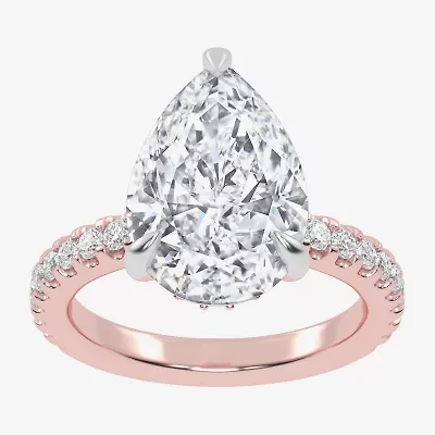 G-H / Vs2-Si1) Womens 1/ CT. T.W. Lab Grown White Diamond 14K Gold Pear Side Stone Engagement Ring