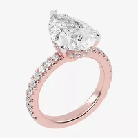 G-H / Vs2-Si1) Womens 1/ CT. T.W. Lab Grown White Diamond 14K Gold Pear Side Stone Engagement Ring