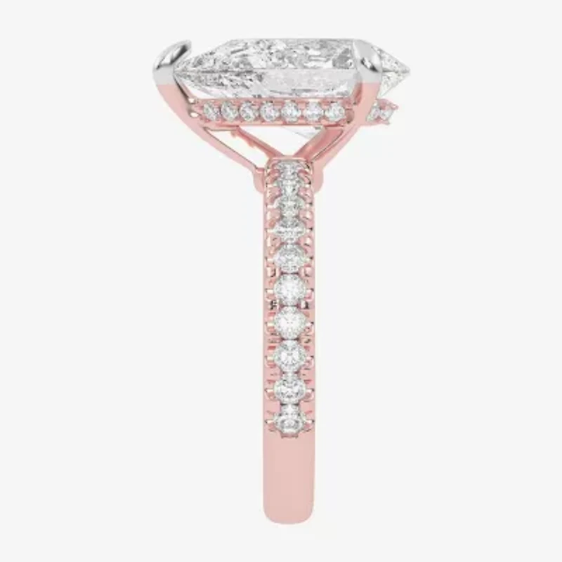 G-H / Vs2-Si1) Womens 1/ CT. T.W. Lab Grown White Diamond 14K Gold Pear Side Stone Engagement Ring