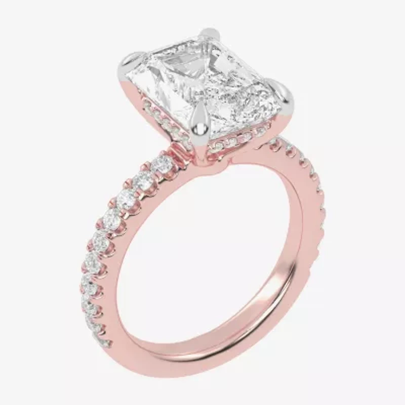 (G-H / Vs2-Si1) Womens 3 1/2 CT. T.W Lab Grown White Diamond 14K Gold Side Stone Engagement Ring