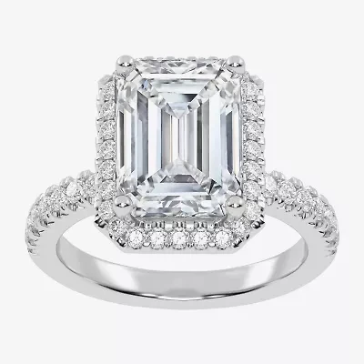 G-H / Vs2-Si1) Womens 3 1/2 CT. T.W Lab Grown White Diamond 14K Gold Side Stone Halo Engagement Ring