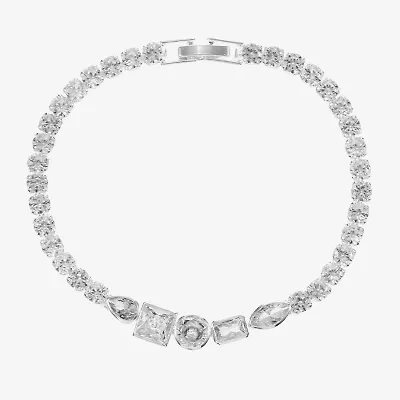 Sparkle Allure Womens Cubic Zirconia Pure Silver Over Brass Rectangular Round Square 7.5 Inch Tennis Bracelet