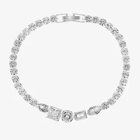 Sparkle Allure Womens Cubic Zirconia Pure Silver Over Brass Rectangular Round Square 7.5 Inch Tennis Bracelet
