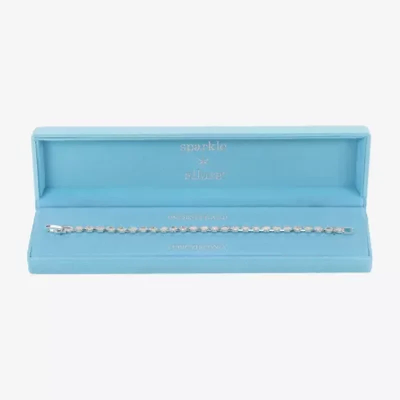 Sparkle Allure Womens Cubic Zirconia Pure Silver Over Brass Marquise 7.5 Inch Tennis Bracelet