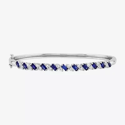Limited Quantities! Womens Lab Created Blue Ceylon Sapphire Sterling Silver Bangle Bracelet