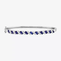 Limited Quantities! Womens Lab Created Blue Ceylon Sapphire Sterling Silver Bangle Bracelet