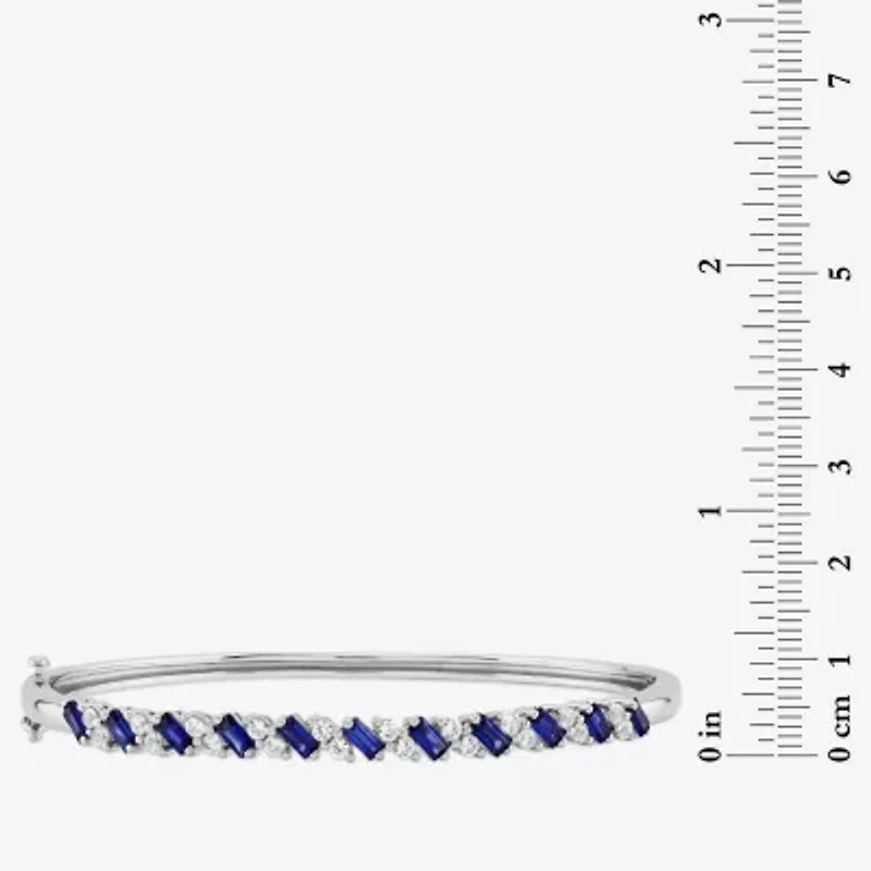 Limited Quantities! Womens Lab Created Blue Ceylon Sapphire Sterling Silver Bangle Bracelet
