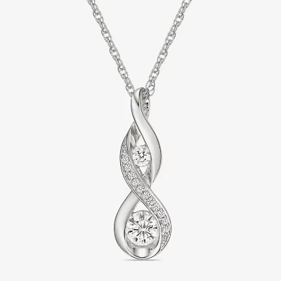 Limited Quantities! Womens Lab Created White Sapphire Sterling Silver 18 Inch Pendant Necklace
