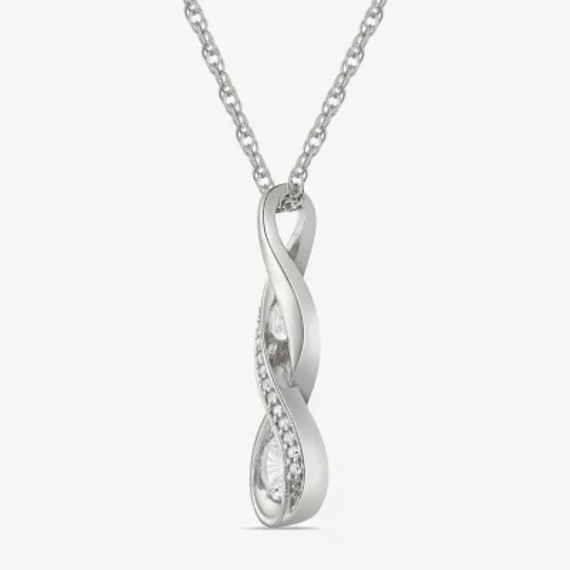Limited Quantities! Womens Lab Created White Sapphire Sterling Silver 18 Inch Pendant Necklace