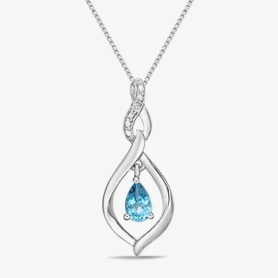 Limited Quantities! Womens Genuine Blue Topaz Sterling Silver 18 Inch Pendant Necklace