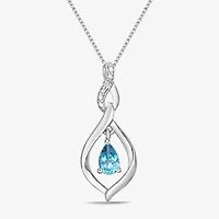 Limited Quantities! Womens Genuine Blue Topaz Sterling Silver 18 Inch Pendant Necklace