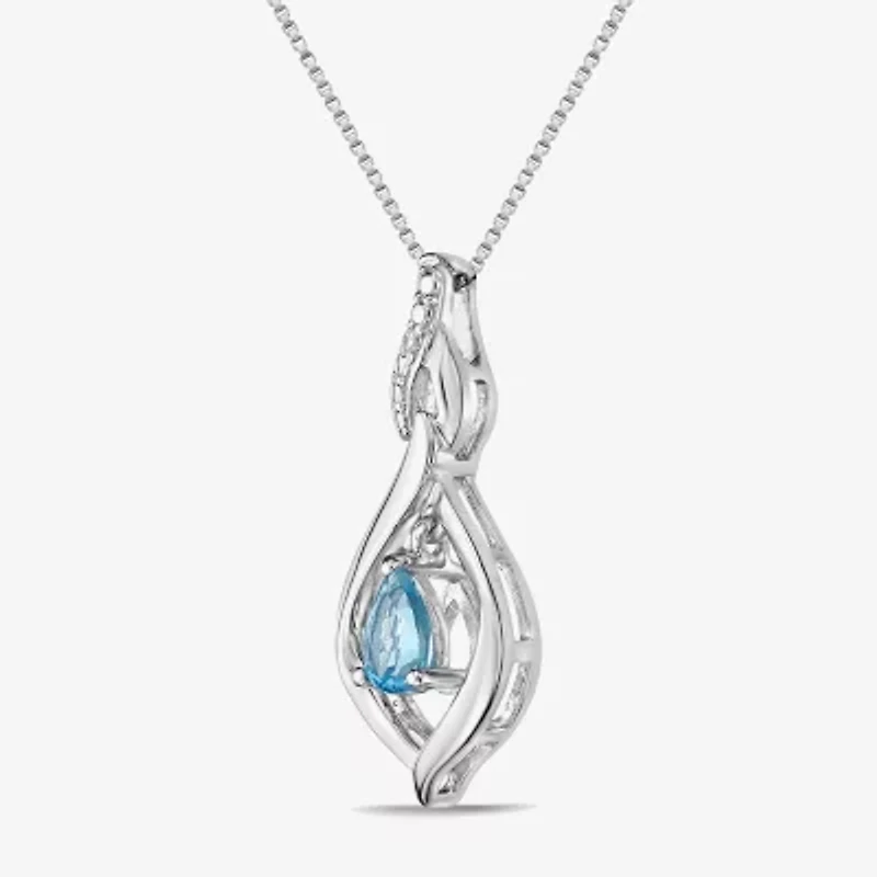 Limited Quantities! Womens Genuine Blue Topaz Sterling Silver 18 Inch Pendant Necklace
