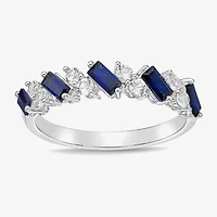 Limited Quantities! Womens 2MM Lab Created Blue Ceylon Sapphire Sterling Silver Band