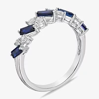 Limited Quantities! Womens 2MM Lab Created Blue Ceylon Sapphire Sterling Silver Band